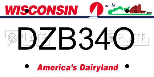 DZB34O Wisconsin License Plate
