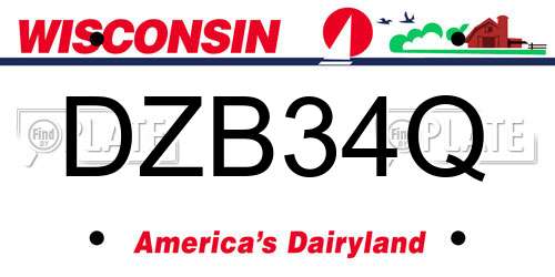 DZB34Q Wisconsin License Plate