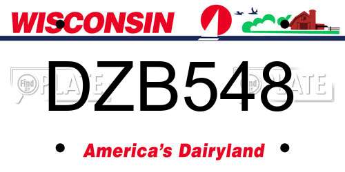 DZB548 Wisconsin License Plate