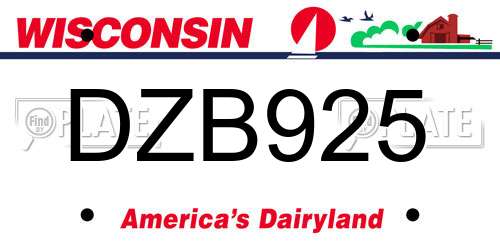 DZB925 Wisconsin License Plate