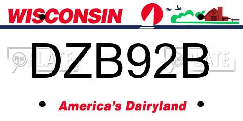 DZB92B Wisconsin License Plate
