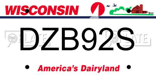 DZB92S Wisconsin License Plate