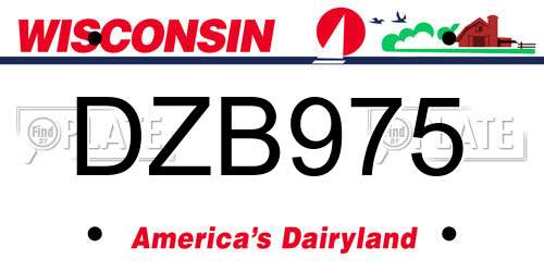 DZB975 Wisconsin License Plate