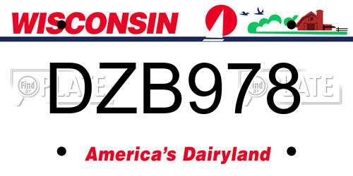 DZB978 Wisconsin License Plate