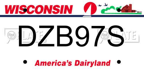 DZB97S Wisconsin License Plate