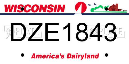 DZE1843 Wisconsin License Plate