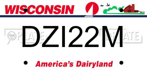 DZI22M Wisconsin License Plate