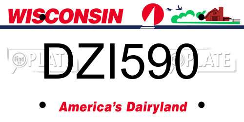 DZI590 Wisconsin License Plate