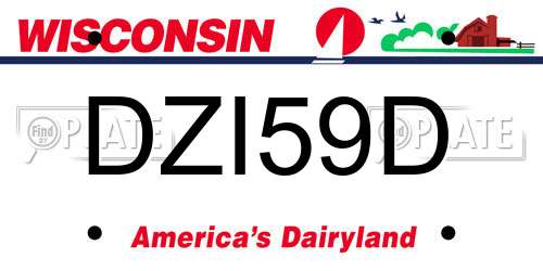DZI59D Wisconsin License Plate