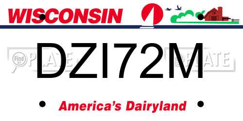DZI72M Wisconsin License Plate
