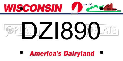 DZI890 Wisconsin License Plate
