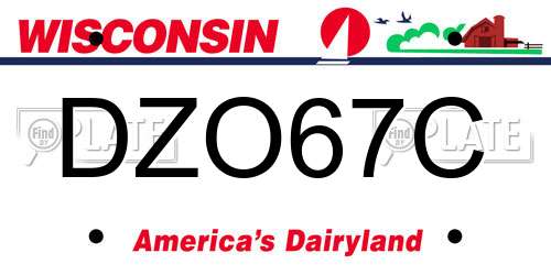 DZO67C Wisconsin License Plate