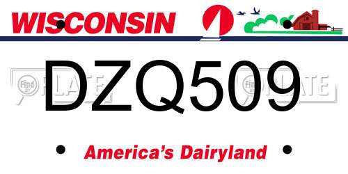 DZQ509 Wisconsin License Plate
