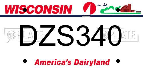 DZS340 Wisconsin License Plate
