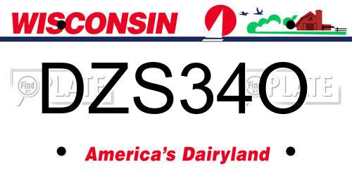 DZS34O Wisconsin License Plate