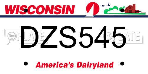 DZS545 Wisconsin License Plate