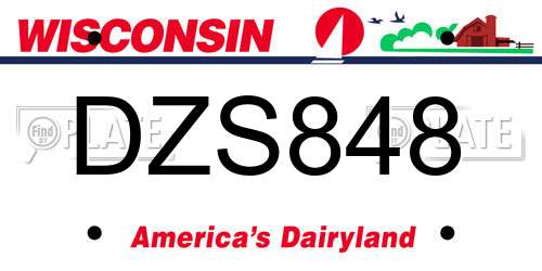 DZS848 Wisconsin License Plate