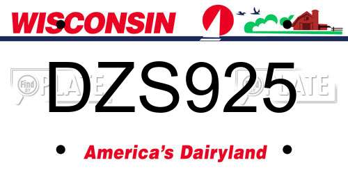 DZS925 Wisconsin License Plate