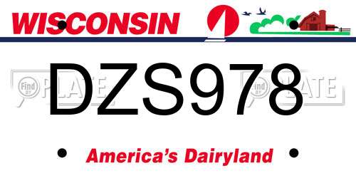 DZS978 Wisconsin License Plate