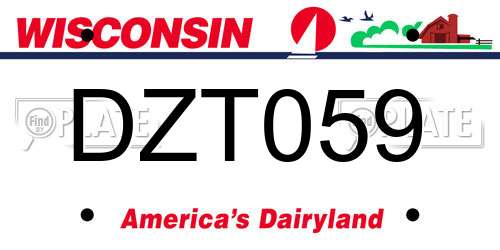 DZT059 Wisconsin License Plate