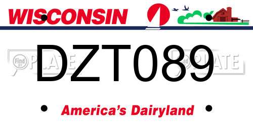 DZT089 Wisconsin License Plate