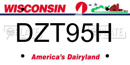 DZT95H Wisconsin License Plate