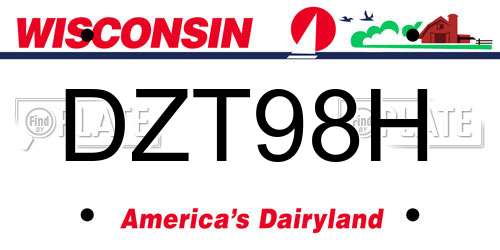 DZT98H Wisconsin License Plate