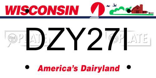 DZY27I Wisconsin License Plate
