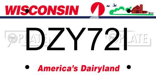 DZY72I Wisconsin License Plate