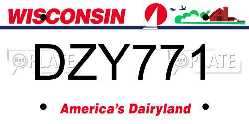 DZY771 Wisconsin License Plate