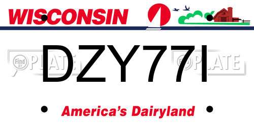 DZY77I Wisconsin License Plate