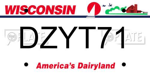 DZYT71 Wisconsin License Plate