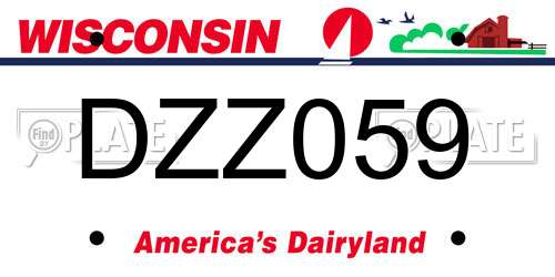 DZZ059 Wisconsin License Plate