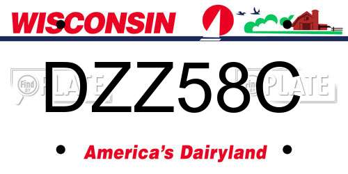 DZZ58C Wisconsin License Plate