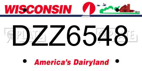 DZZ6548 Wisconsin License Plate