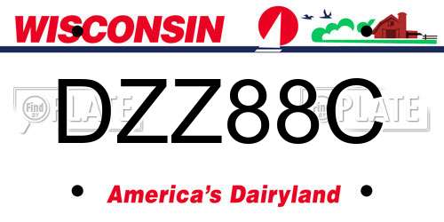 DZZ88C Wisconsin License Plate