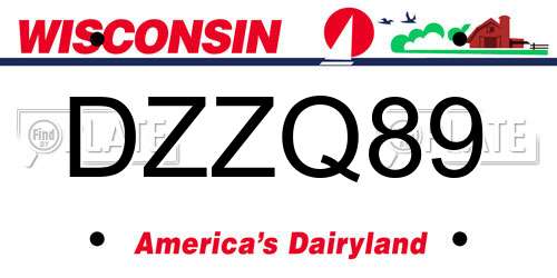DZZQ89 Wisconsin License Plate