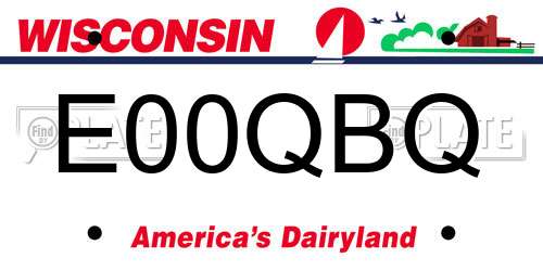E00QBQ Wisconsin License Plate