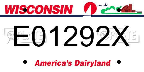 E01292X Wisconsin License Plate