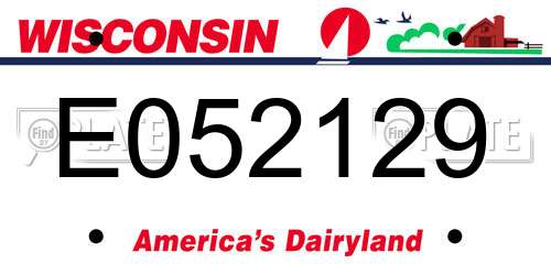 E052129 Wisconsin License Plate