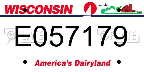 E057179 Wisconsin License Plate