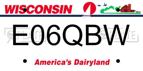 E06QBW Wisconsin License Plate