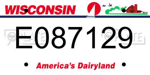 E087129 Wisconsin License Plate