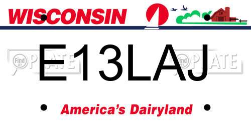E13LAJ Wisconsin License Plate