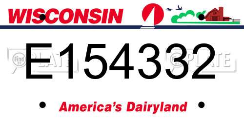 E154332 Wisconsin License Plate