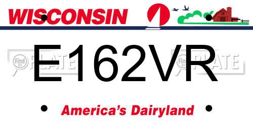 E162VR Wisconsin License Plate