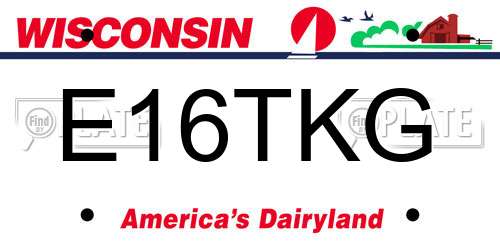 E16TKG Wisconsin License Plate
