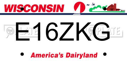 E16ZKG Wisconsin License Plate