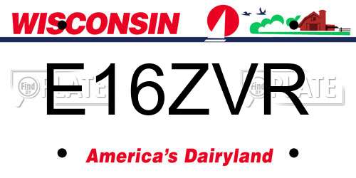 E16ZVR Wisconsin License Plate
