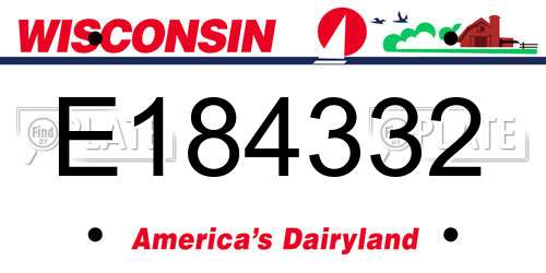 E184332 Wisconsin License Plate